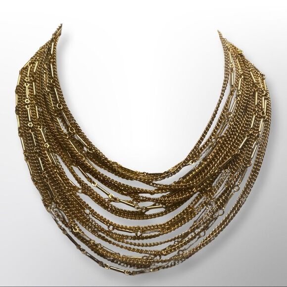 Classic Pegasus Coro Multi-strand Gold Tone Chain Necklace - Picture 1 of 8